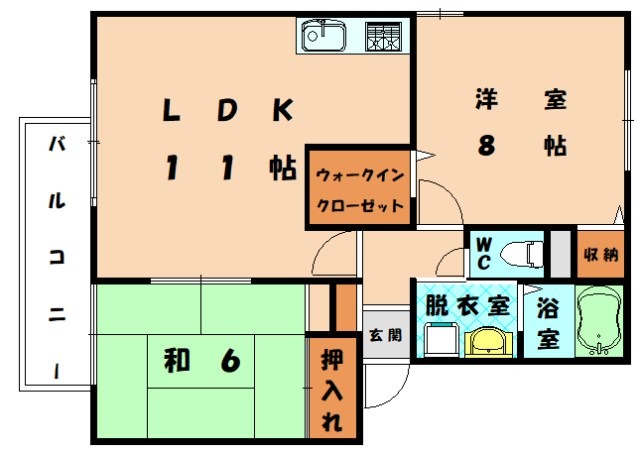 古賀市舞の里のアパートの間取り