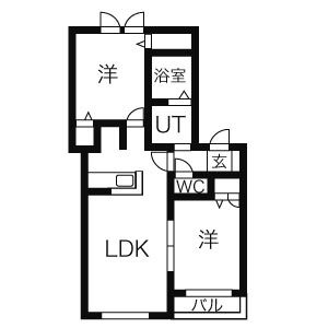 札幌市北区新琴似三条のアパートの間取り