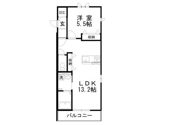 岡山市中区山崎のアパートの間取り