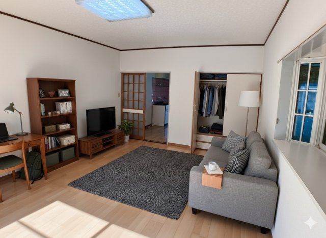 居室・リビング　モデルルームのイメージです。実際に家具等は付きません。