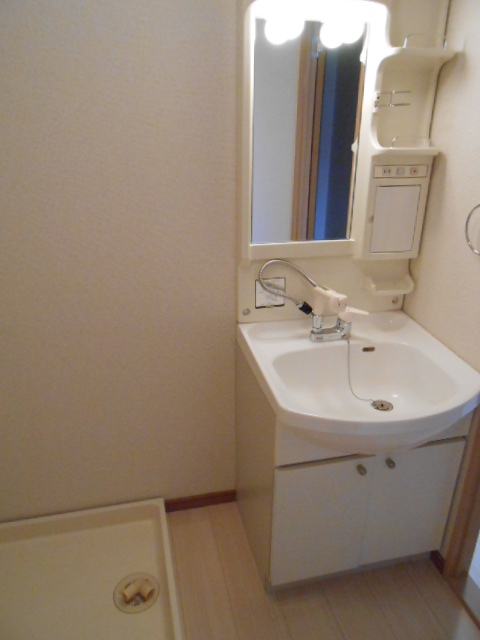 洗面設備　シャワー付洗面化粧台・屋内洗濯機置場完備