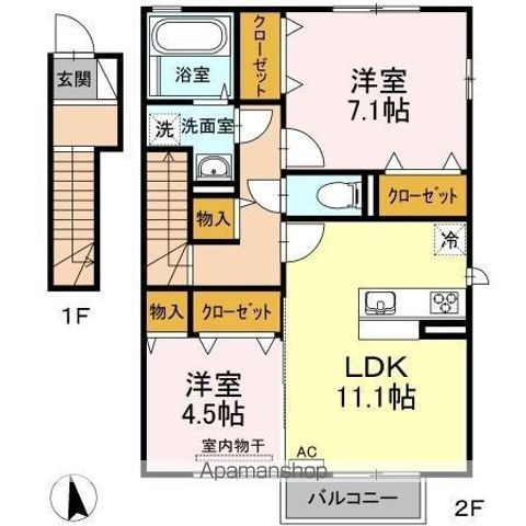 高松琴平電鉄琴平線 仏生山駅 徒歩9分 2階建 築8年の間取り写真