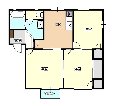 ＪＲ白新線 新発田駅 バス乗車時間：15分 最寄りバス停で下車 徒歩12分 2階建 築33年の間取り写真