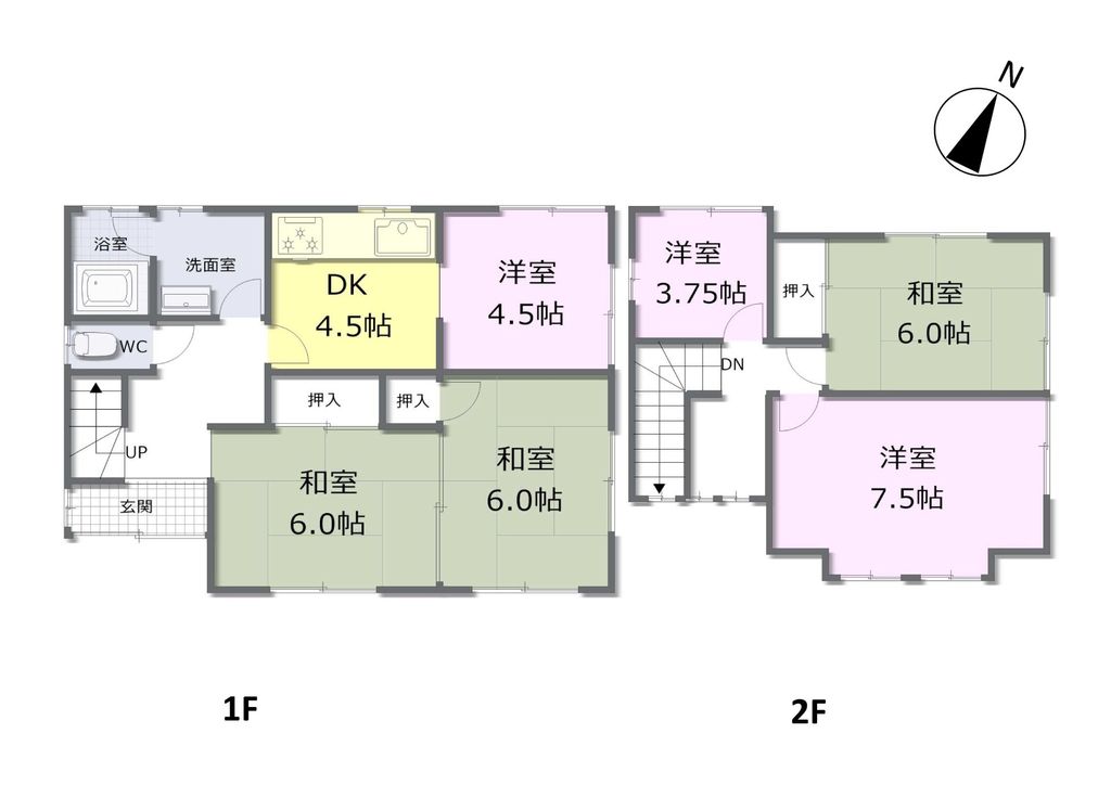 ＪＲ山陽本線 本郷駅 2階建 築41年の間取り写真