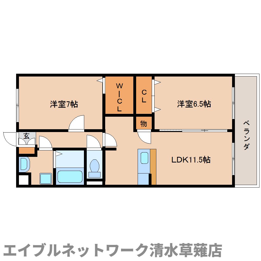 静岡市葵区瀬名中央のマンションの間取り