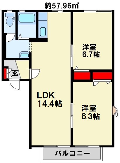 フレグランス常磐　B棟の間取り