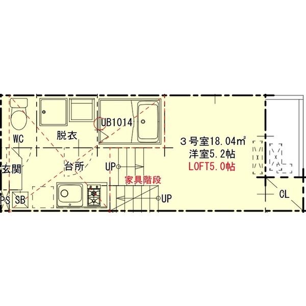 名古屋市中村区二ツ橋町のアパートの間取り