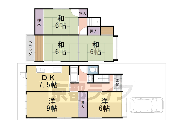 鳴滝川西町貸家の間取り