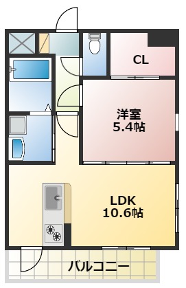 熊本市中央区水前寺のマンションの間取り