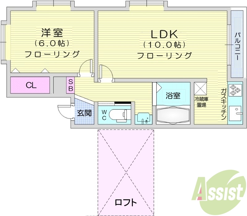 仙台市太白区砂押町のアパートの間取り