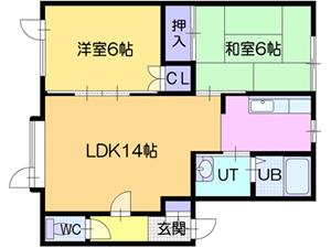 札幌市北区屯田七条のアパートの間取り