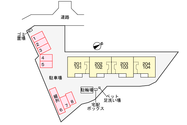 【広島市安芸区中野東のアパートの駐車場】