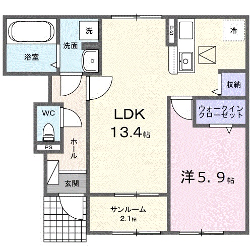 広島市安芸区中野東のアパートの間取り