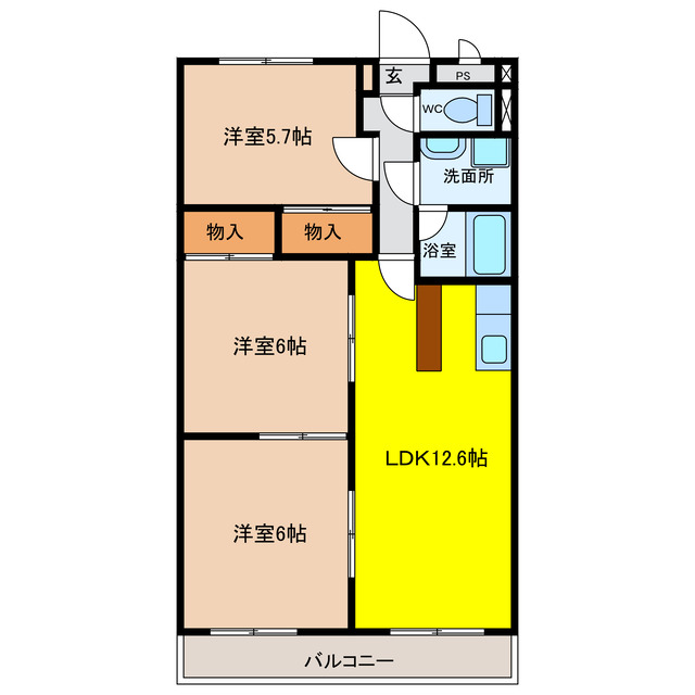 尾張旭市三郷町栄のマンションの間取り