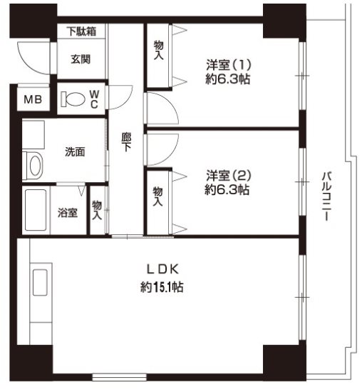 京都市中京区亀屋町のマンションの間取り