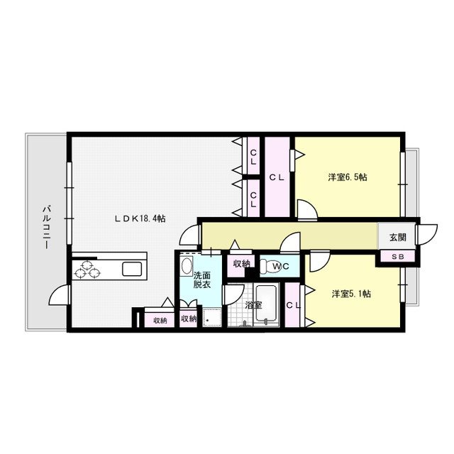 福岡市中央区長浜のマンションの間取り