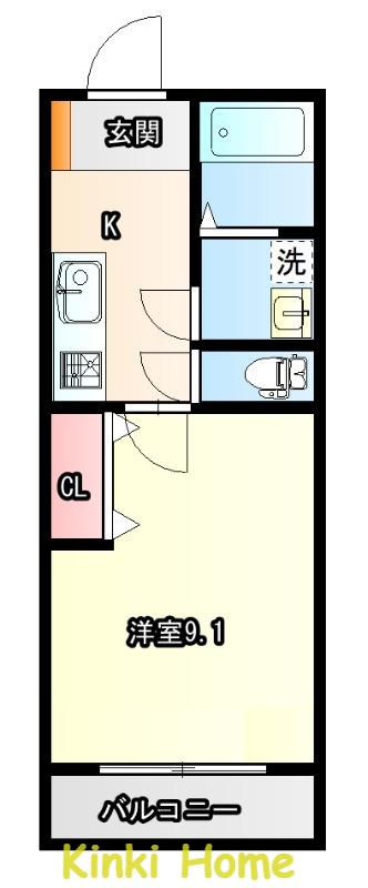 和歌山市和歌浦東のアパートの間取り