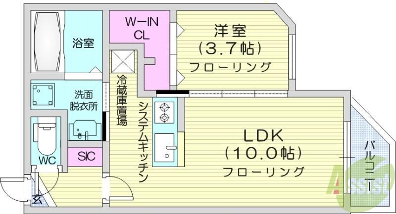 【札幌市北区北十六条西のマンションの間取り】