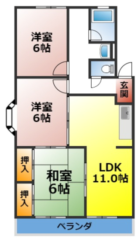 名古屋市緑区横吹町のアパートの間取り