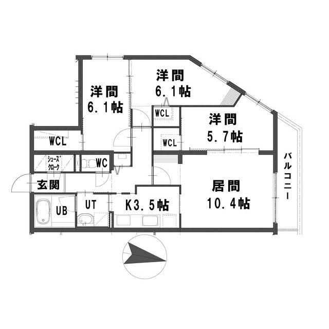 【札幌市中央区南十五条西のマンションの間取り】