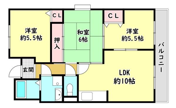 【門真市北岸和田のマンションの間取り】