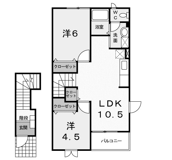 大里郡寄居町大字寄居のアパートの間取り