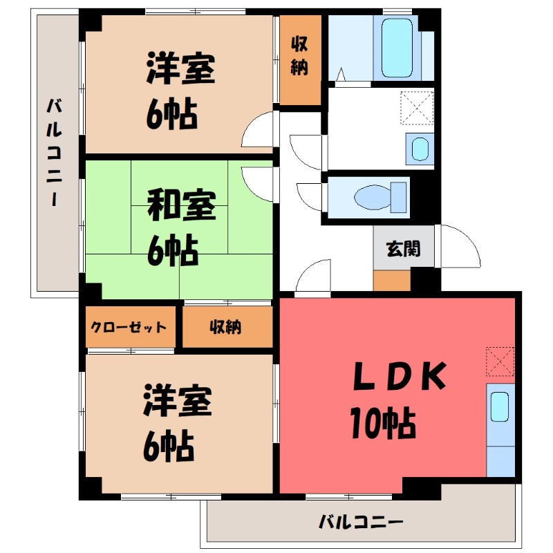 【熊谷市佐谷田のアパートの間取り】