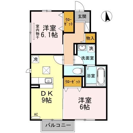 D-room桜　B棟の間取り