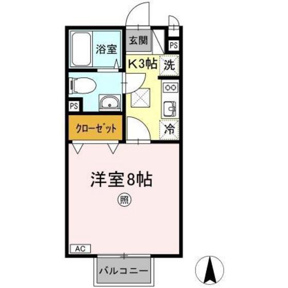 【岡山市北区西崎本町のアパートの間取り】