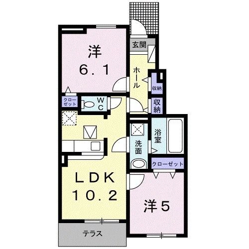 大竹市南栄のアパートの間取り