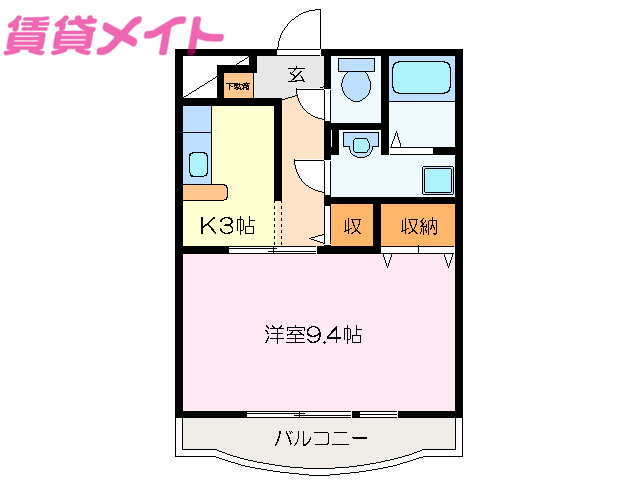 松阪市垣鼻町のマンションの間取り