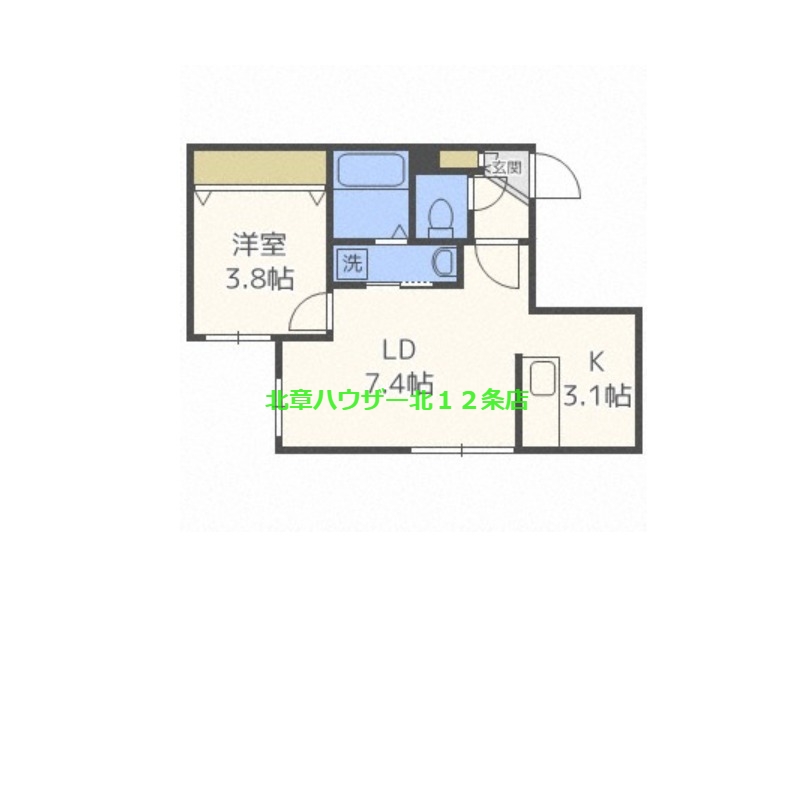 札幌市東区北七条東のマンションの間取り