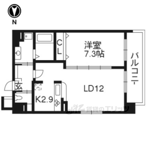 京都市下京区材木町のマンションの間取り