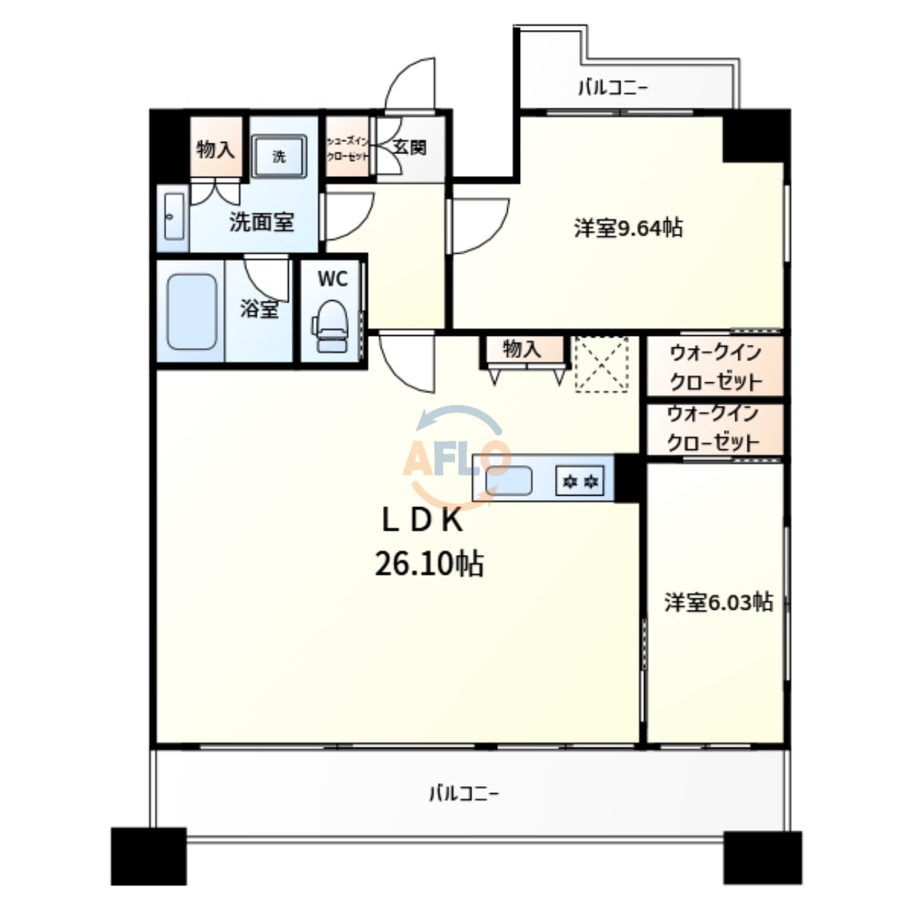 大阪市住吉区万代東のマンションの間取り