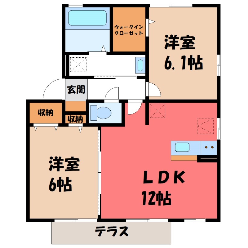 深谷市武川のアパートの間取り