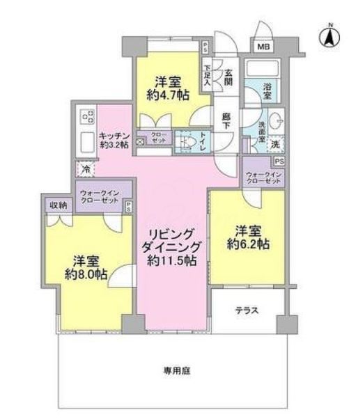 世田谷区若林のマンションの間取り