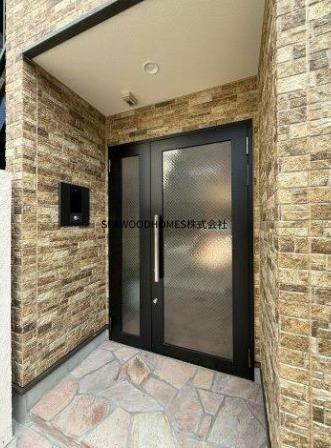 ロビー　レンガ調のおしゃれなロビー。