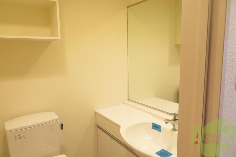 洗面設備　お手洗いにもおおきな洗面がございます。