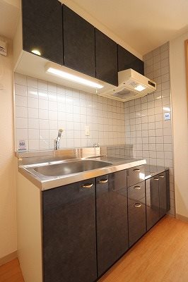 キッチン　2口ガスコンロ設置可のキッチン
