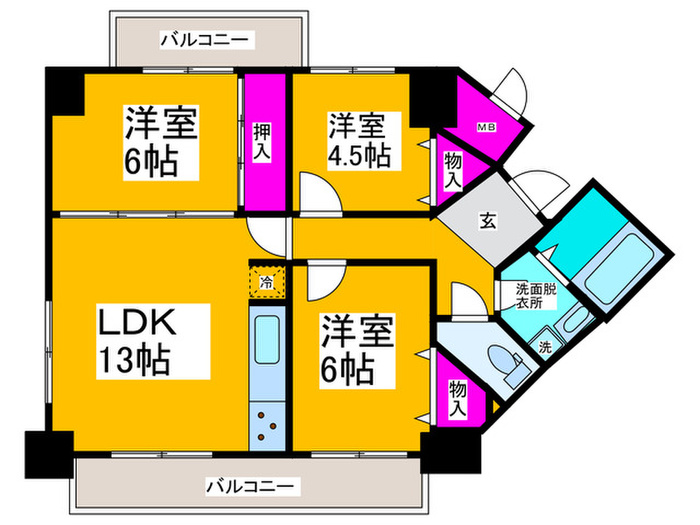 グランブルー宿屋町の間取り写真