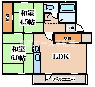 阪急京都線 高槻市駅 徒歩32分 5階建 築58年の間取り写真