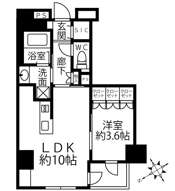 都営浅草線 東銀座駅 徒歩7分 10階建 築3年の間取り写真