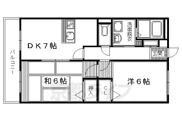 京都市南区久世上久世町のマンションの間取り