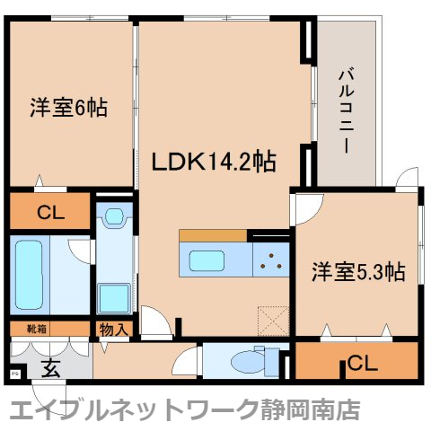 静岡県静岡市駿河区中原（アパート）の賃貸物件の間取り