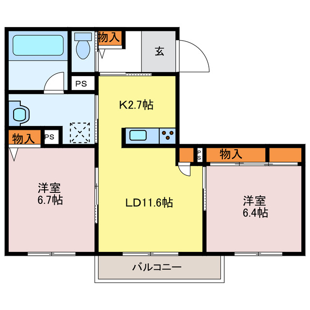 姫路市井ノ口のアパートの間取り