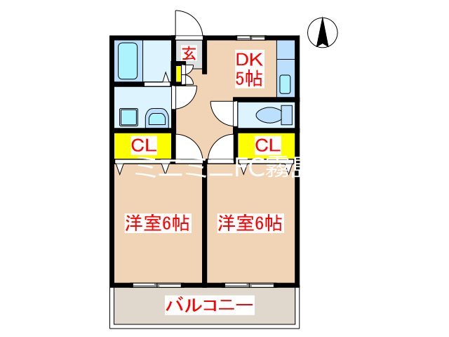 霧島市国分広瀬のアパートの間取り