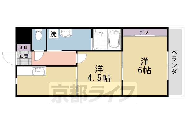 京都市右京区嵯峨野嵯峨ノ段町のマンションの間取り