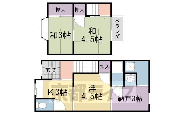 太秦西野町貸家の間取り