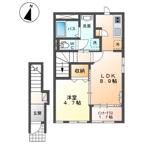 足柄上郡開成町延沢のアパートの間取り