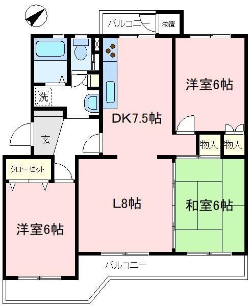 狭山市笹井のマンションの間取り